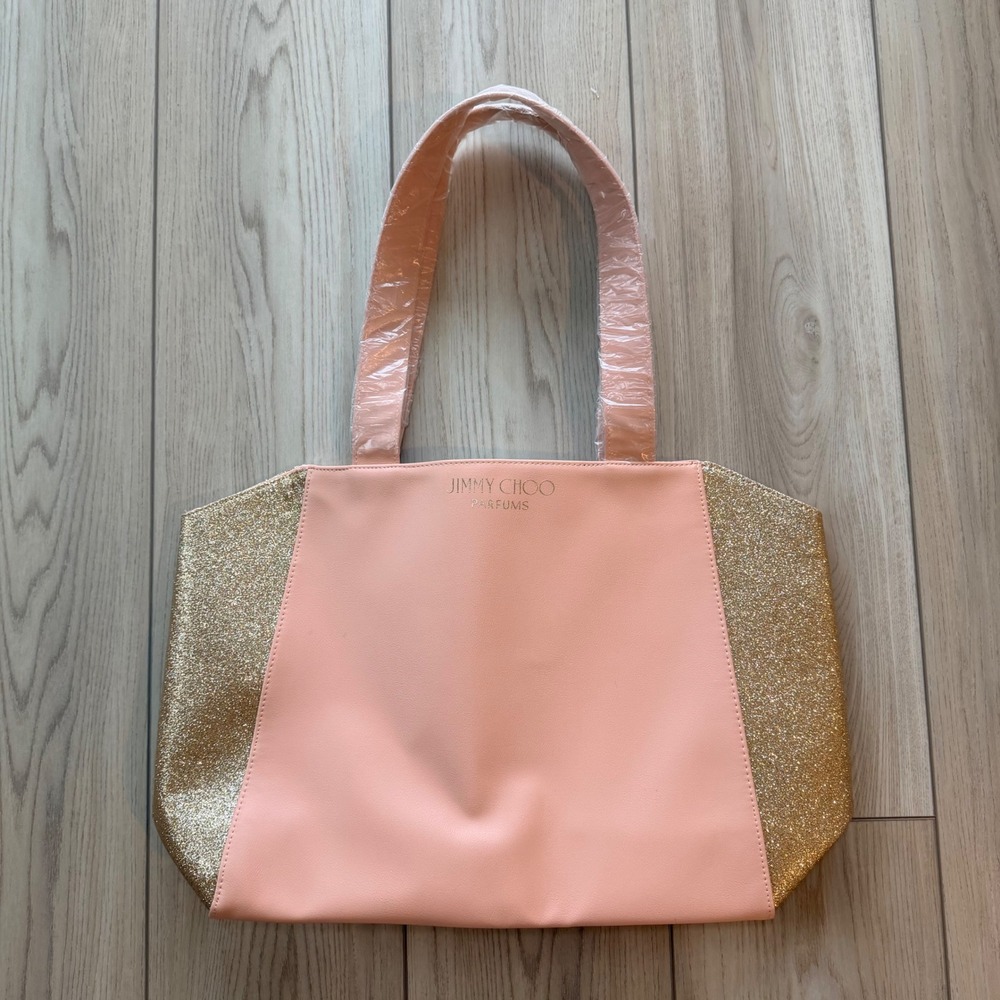 Jimmy Choo Parfums Tote Bag Womens OS Pink Gold Glitter Shoulder Bag